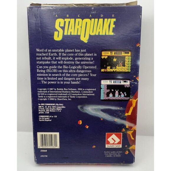 Starquake Big Box PC Game 1987 5.25” Floppy Disk IBM Commodore C64 - Picture 2 of 5